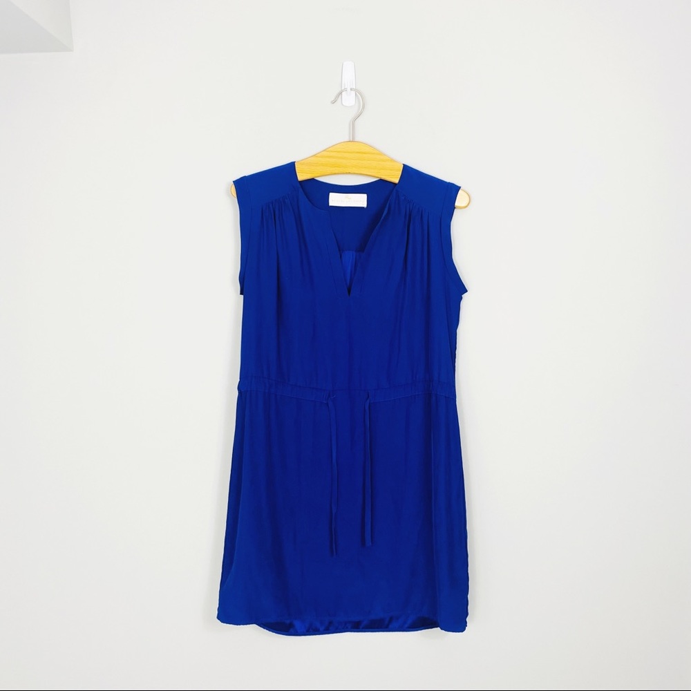 AMANDA UPRICHARD WOMEN’S BLUE SILK TIE-WAIST DRESS S